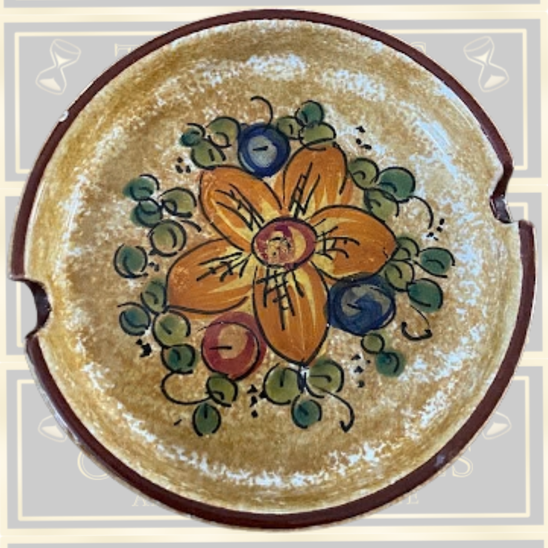 Vintage Italian Hand-Painted Floral Ashtray