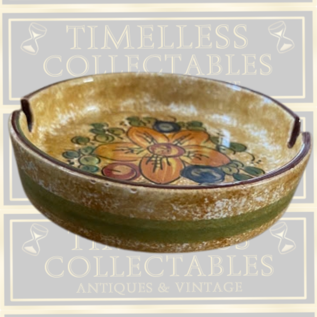 Vintage Italian Hand-Painted Floral Ashtray
