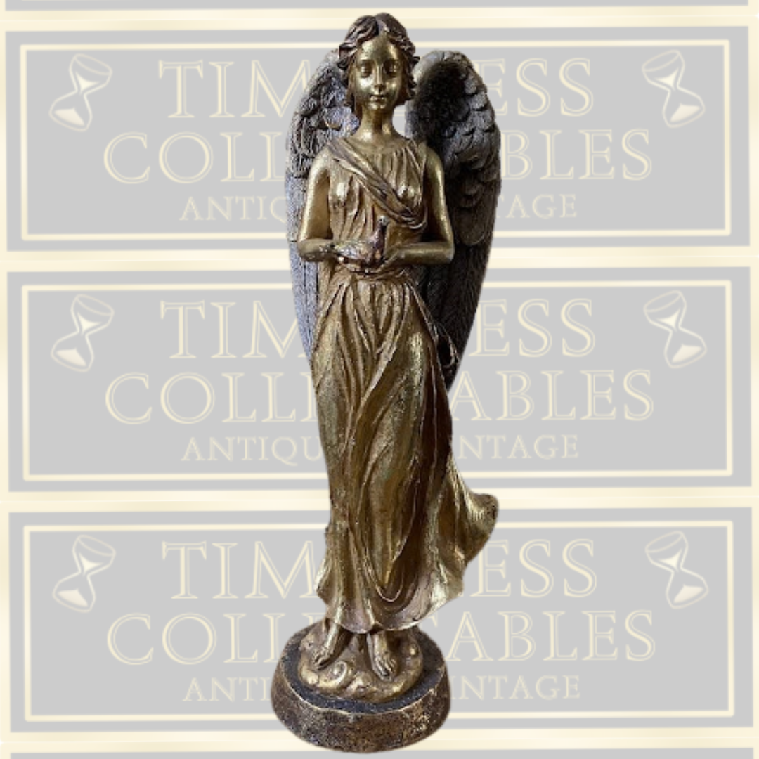 Large Golden Winged Angel With Dove