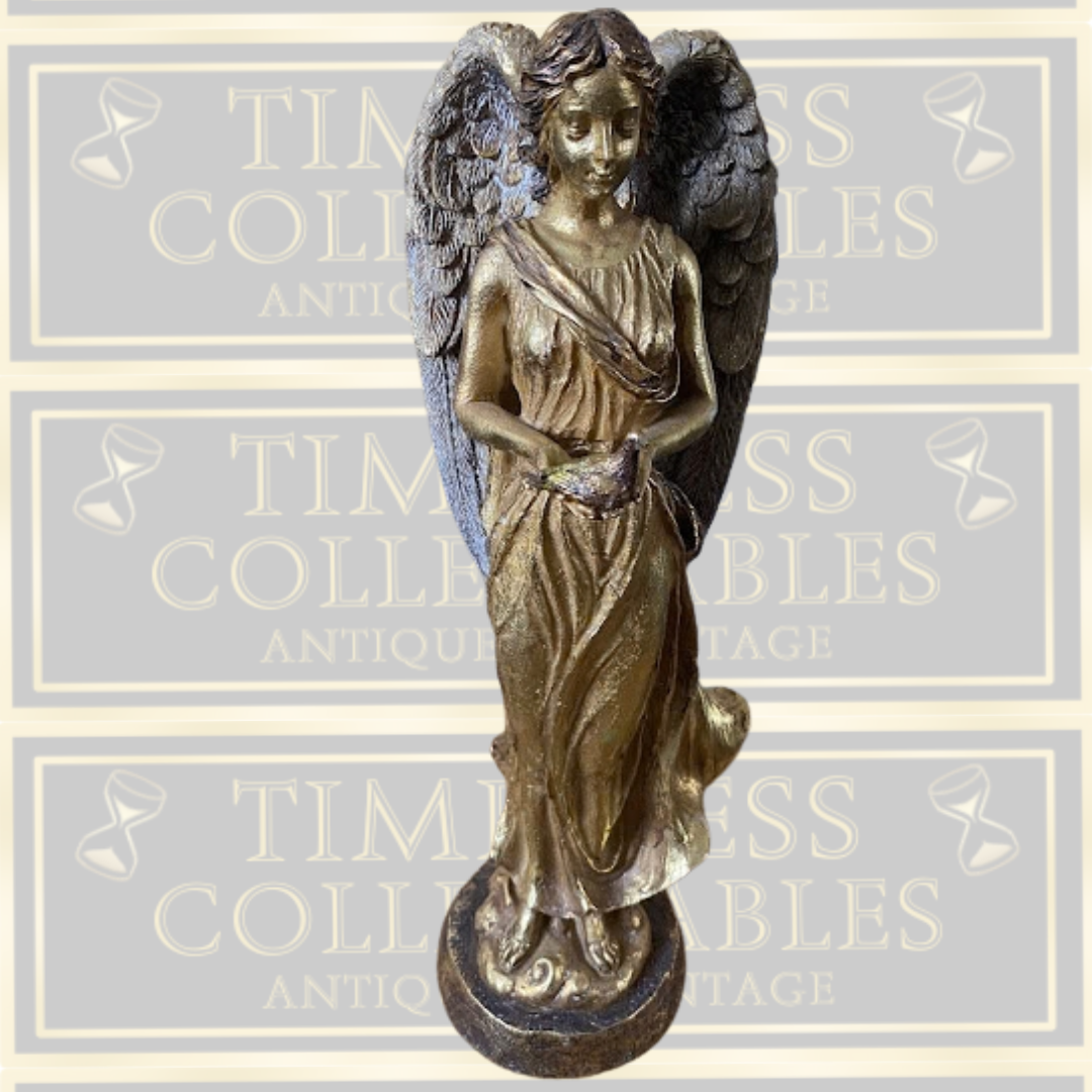 Large Golden Winged Angel With Dove