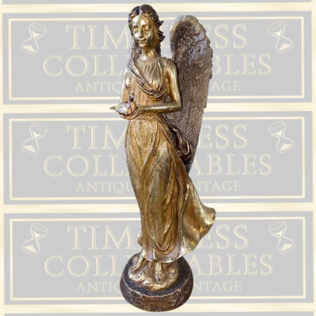Large Golden Winged Angel With Dove
