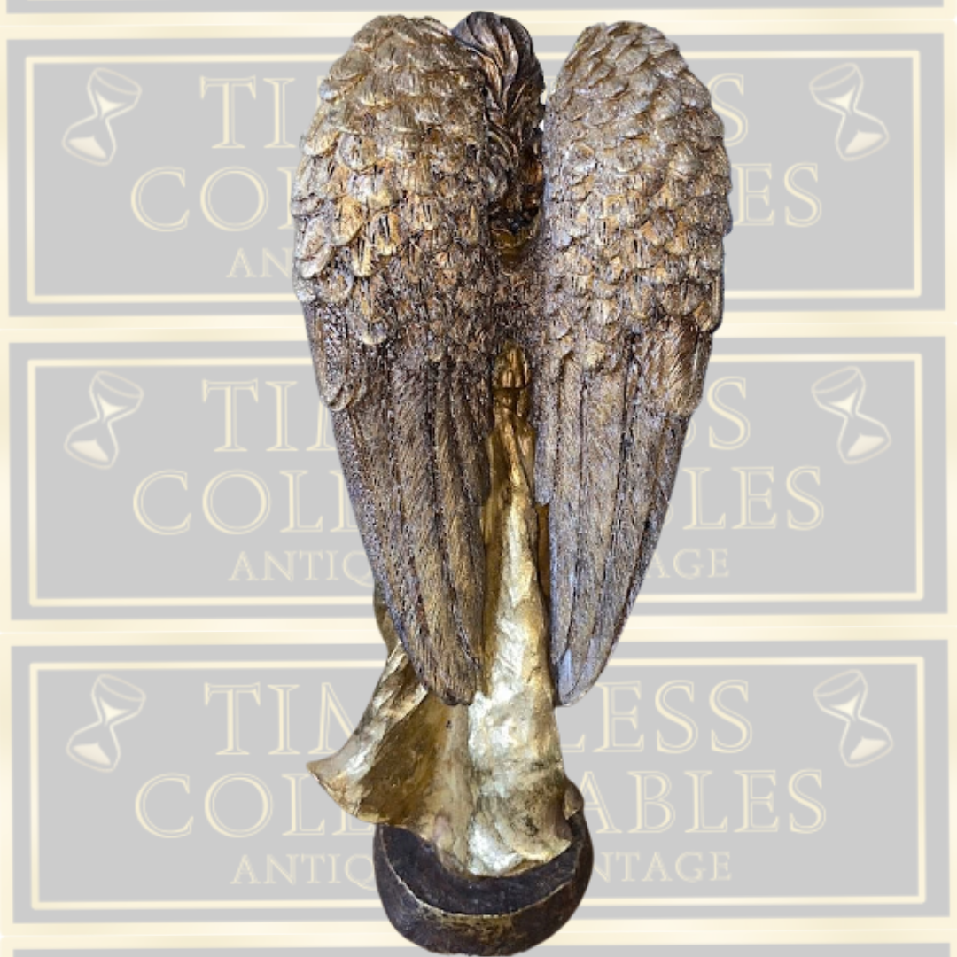 Large Golden Winged Angel With Dove