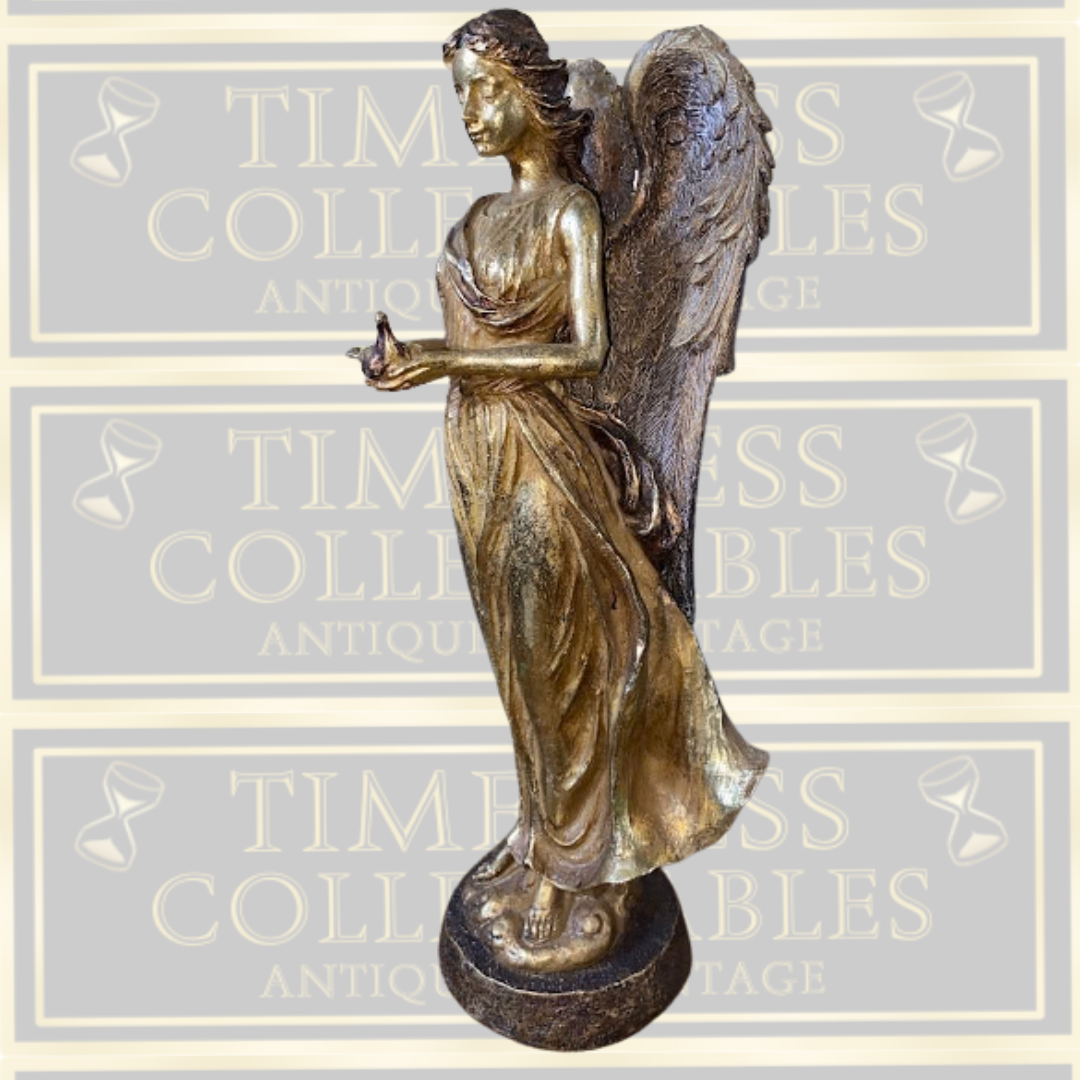 Large Golden Winged Angel With Dove