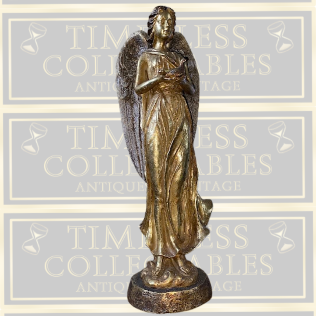 Large Golden Winged Angel With Dove