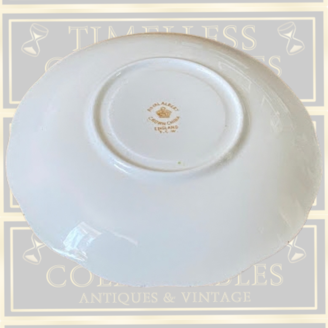 Antique Six Cups & Saucers Royal Albert Crown Blue Ribbons China set