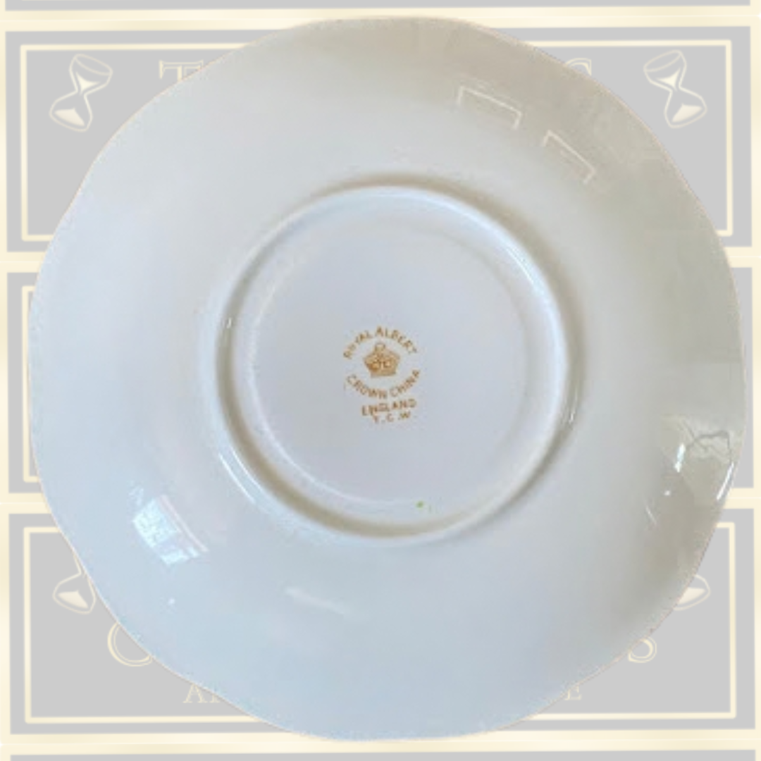 Antique Six Cups & Saucers Royal Albert Crown Blue Ribbons China set