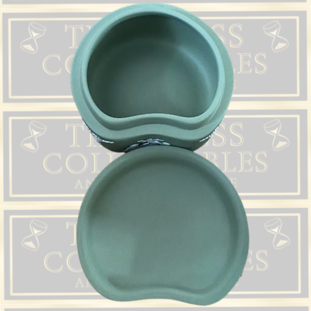 Vintage Jasperware wedgewood heart shaped trinket box sage green