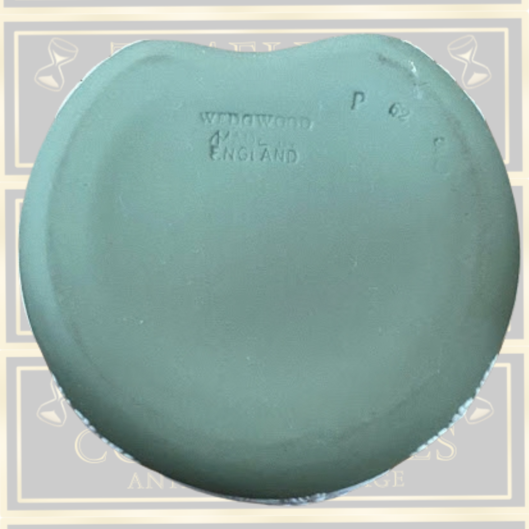 Vintage Jasperware wedgewood heart shaped trinket box sage green
