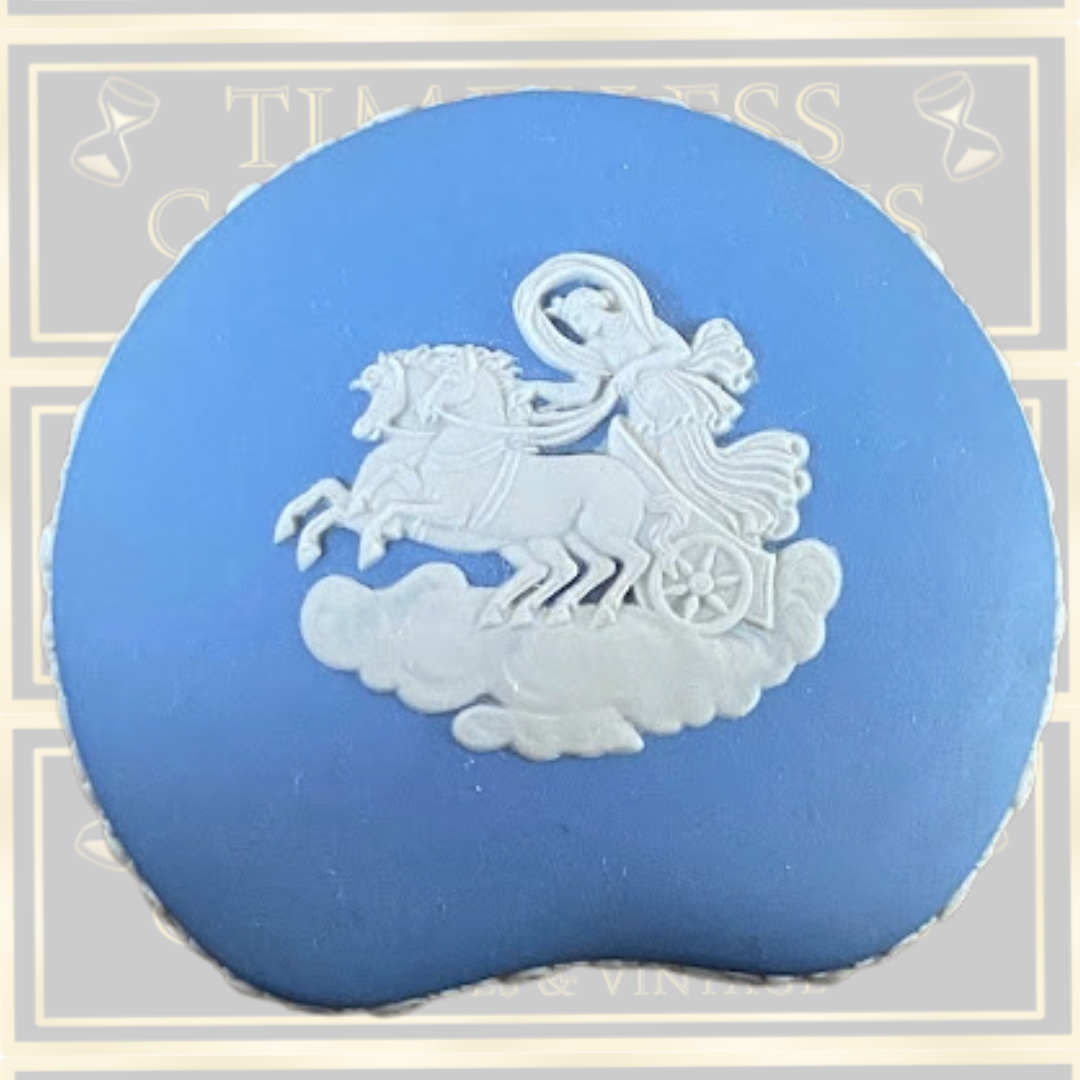 Vintage Jasperware Wedgewood Heart Shaped Blue Trinket Box