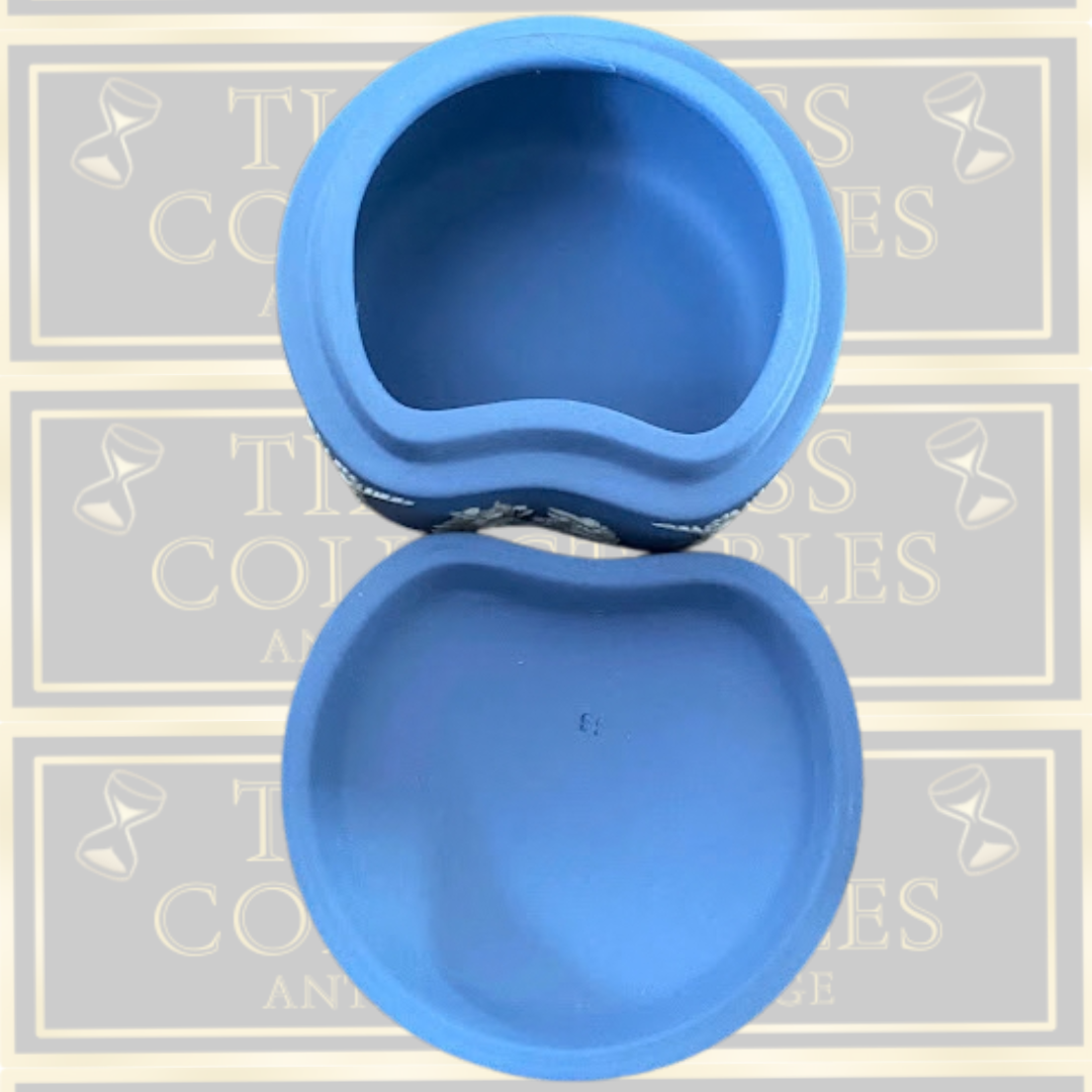 Vintage Jasperware Wedgewood Heart Shaped Blue Trinket Box