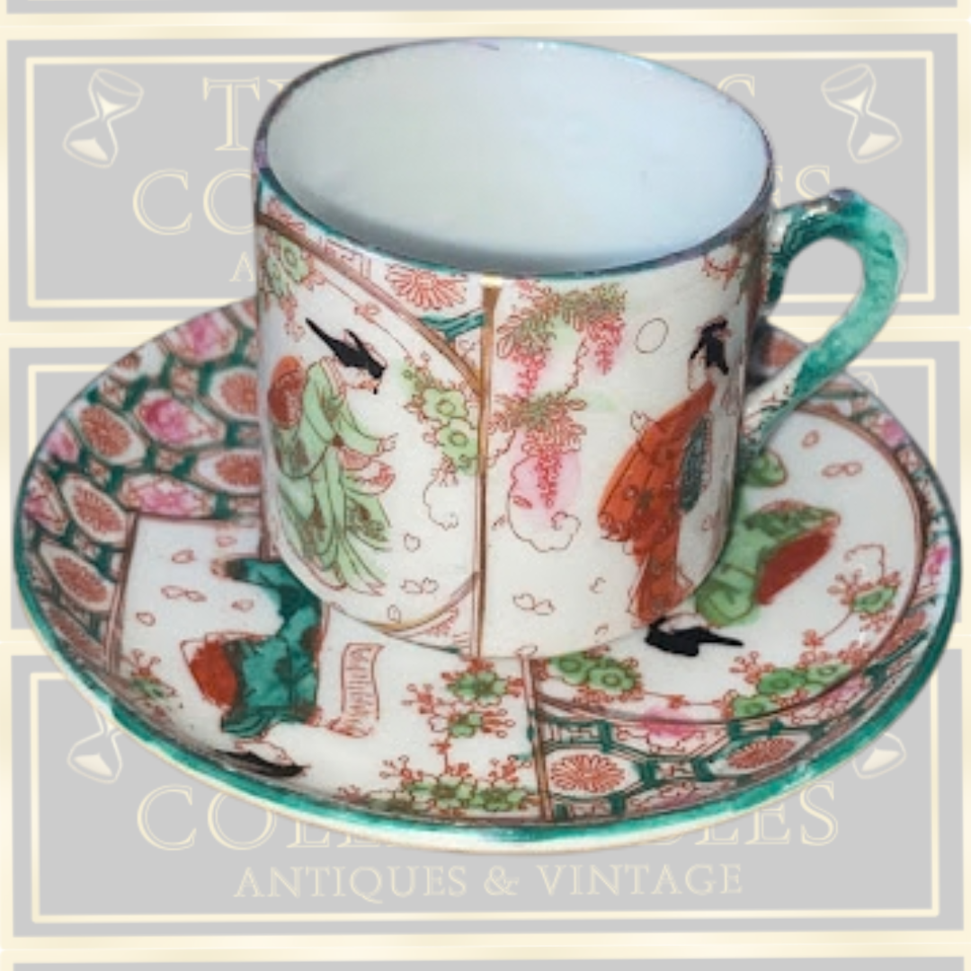 vintage Kutani porcelain saucer matching demitasse teacup