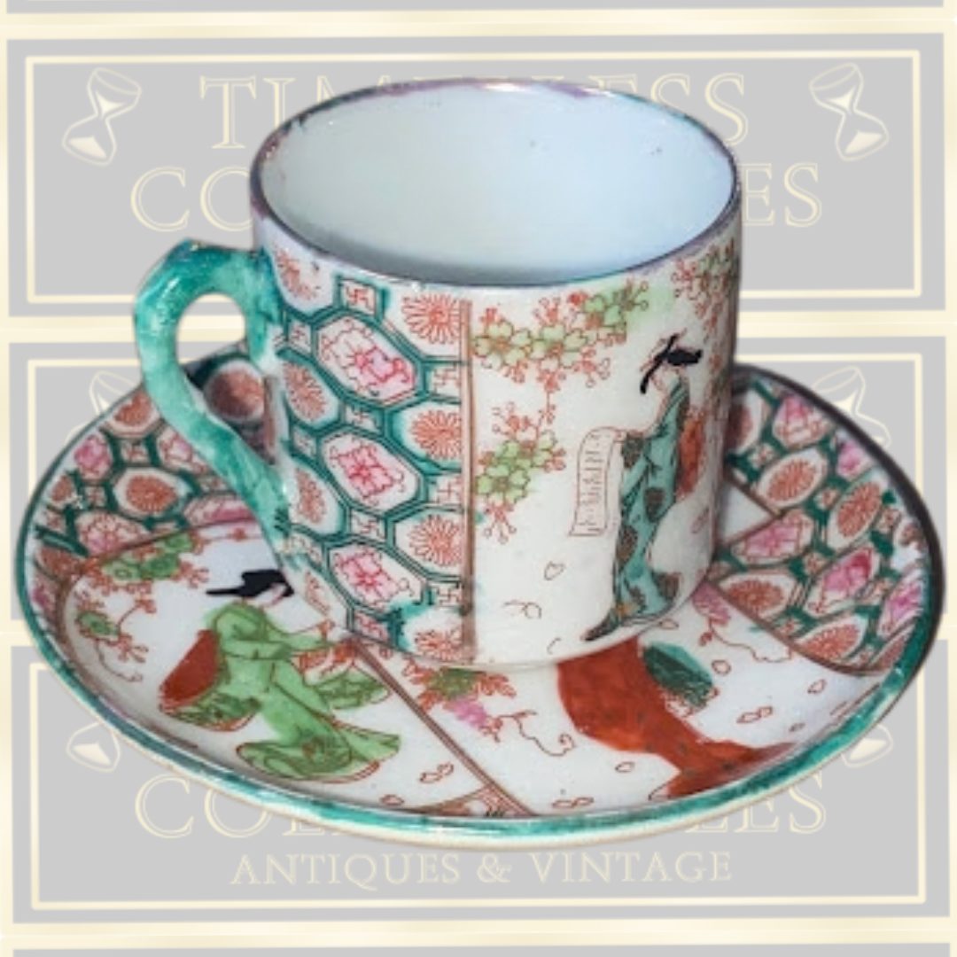 vintage Kutani porcelain saucer matching demitasse teacup