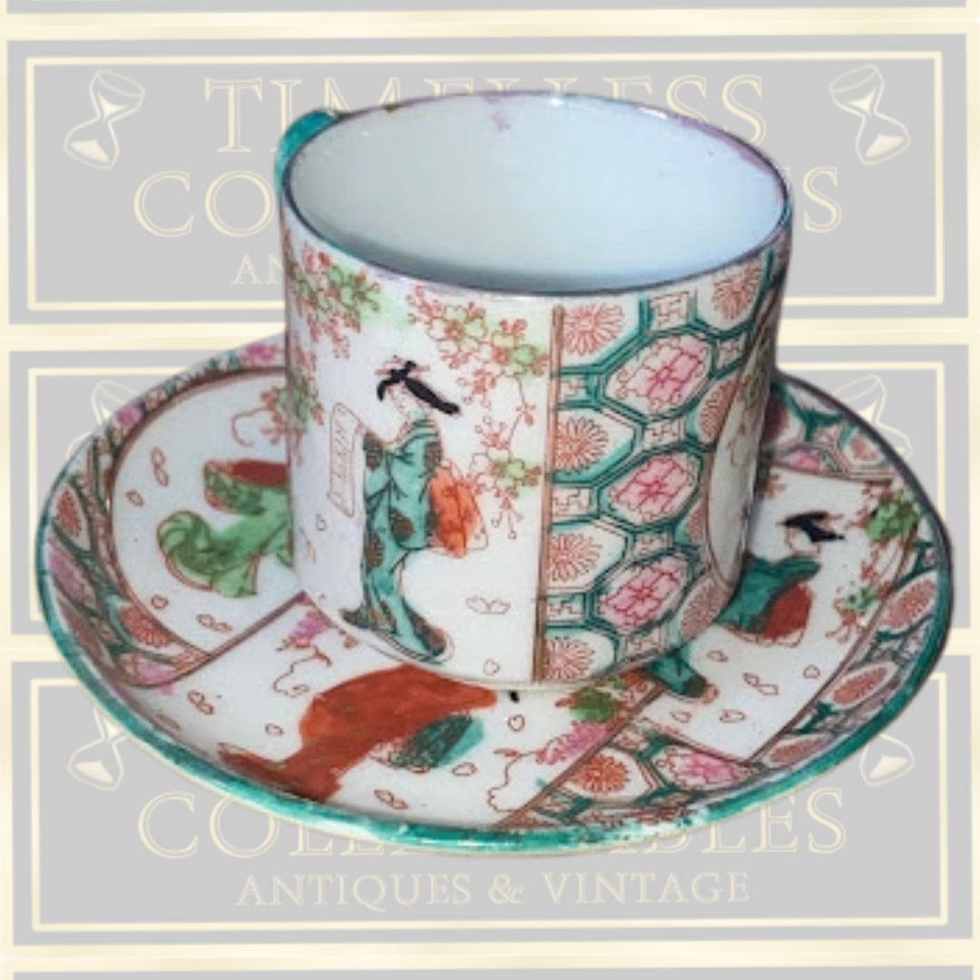 vintage Kutani porcelain saucer matching demitasse teacup