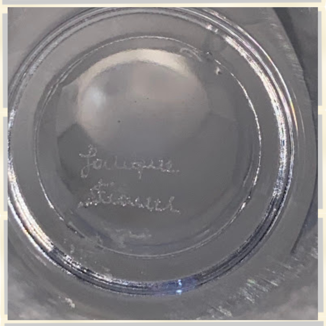 Vintage Lalique Clear & Frosted Crystal Finch Ring/Pin Tray