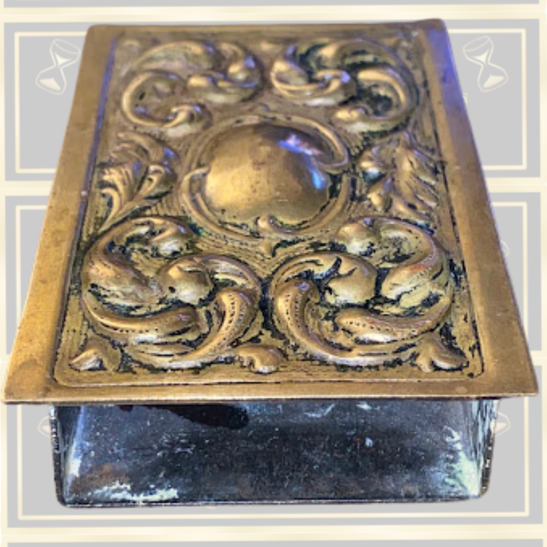 Antique Embossed Brass Art Nouveau Matchbox Cover
