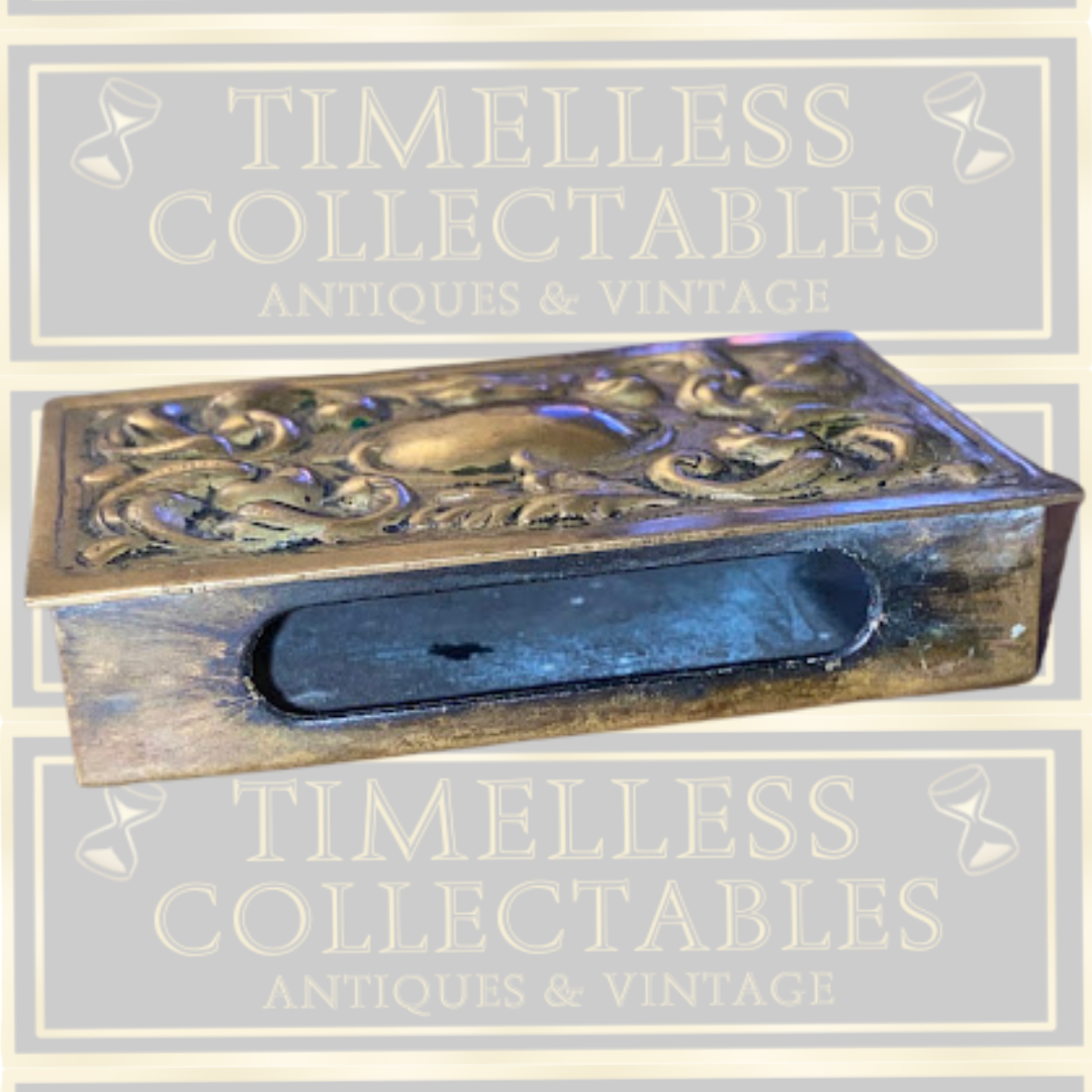 Antique Embossed Brass Art Nouveau Matchbox Cover