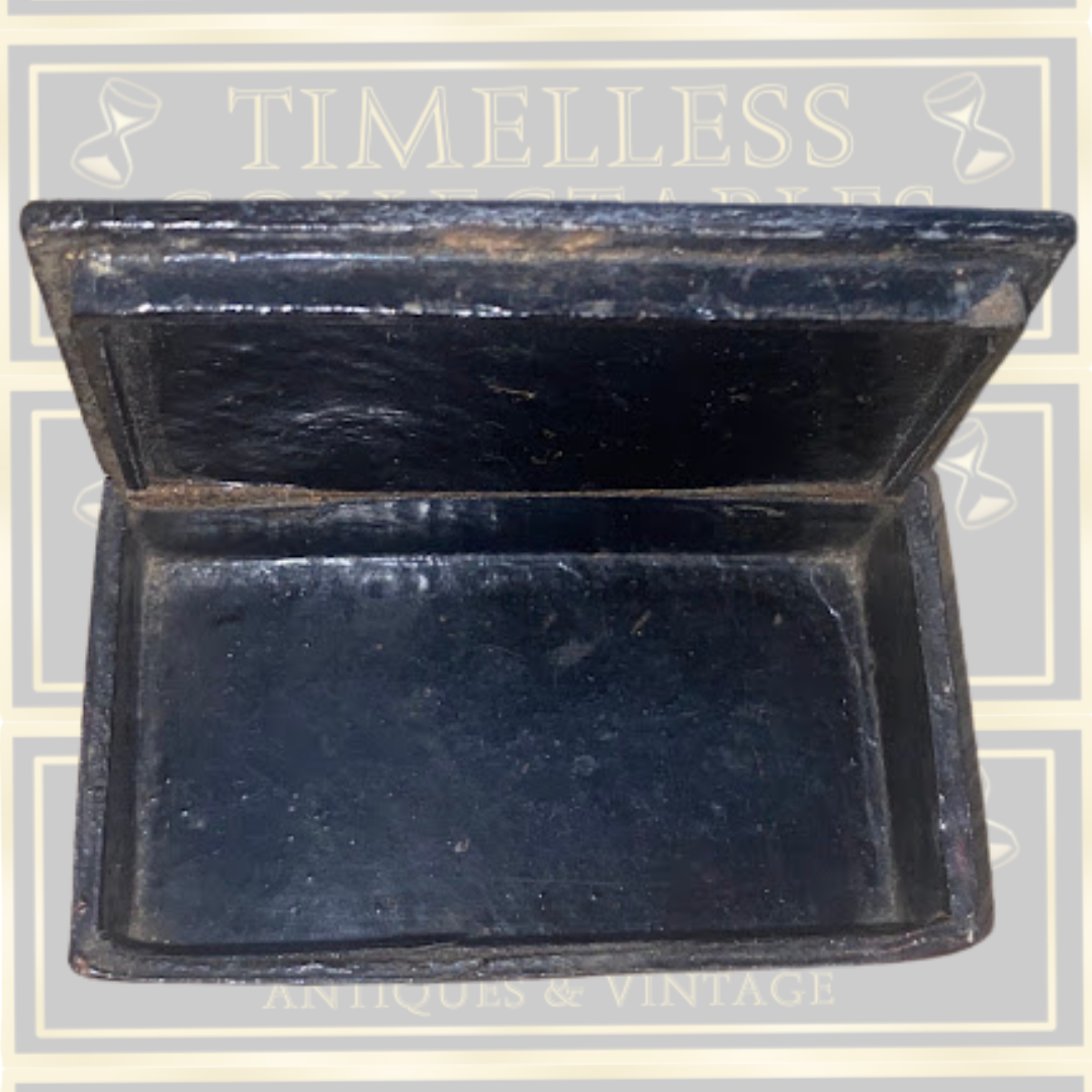 Antique 19th-Century Tortoiseshell Papier-Mâché Snuff Box Pewter Wire Inlay