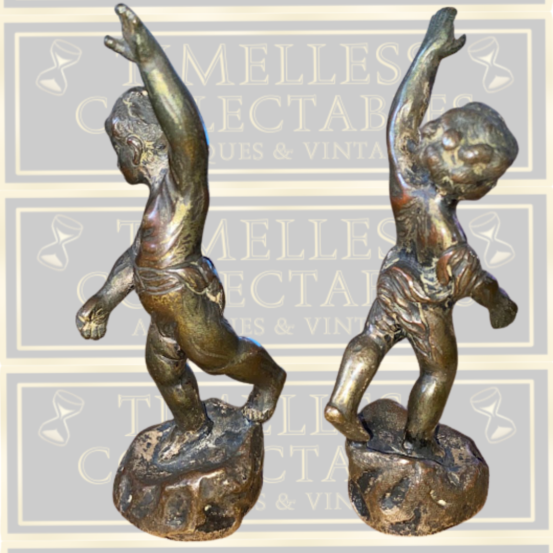 Antique bronze cherub figurine