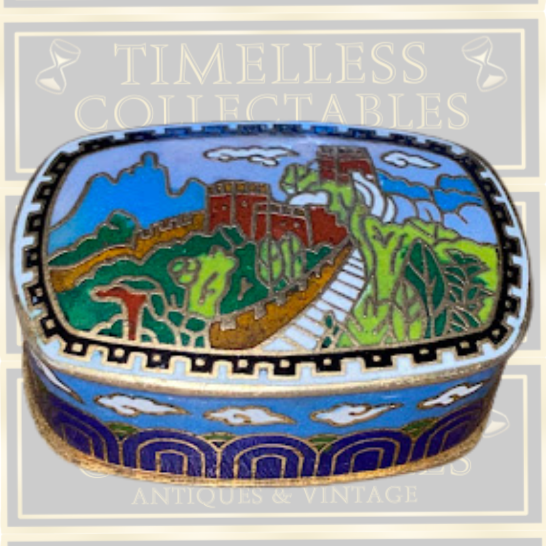 Vintage Cloisonne Trinket Box The Great Wall of China