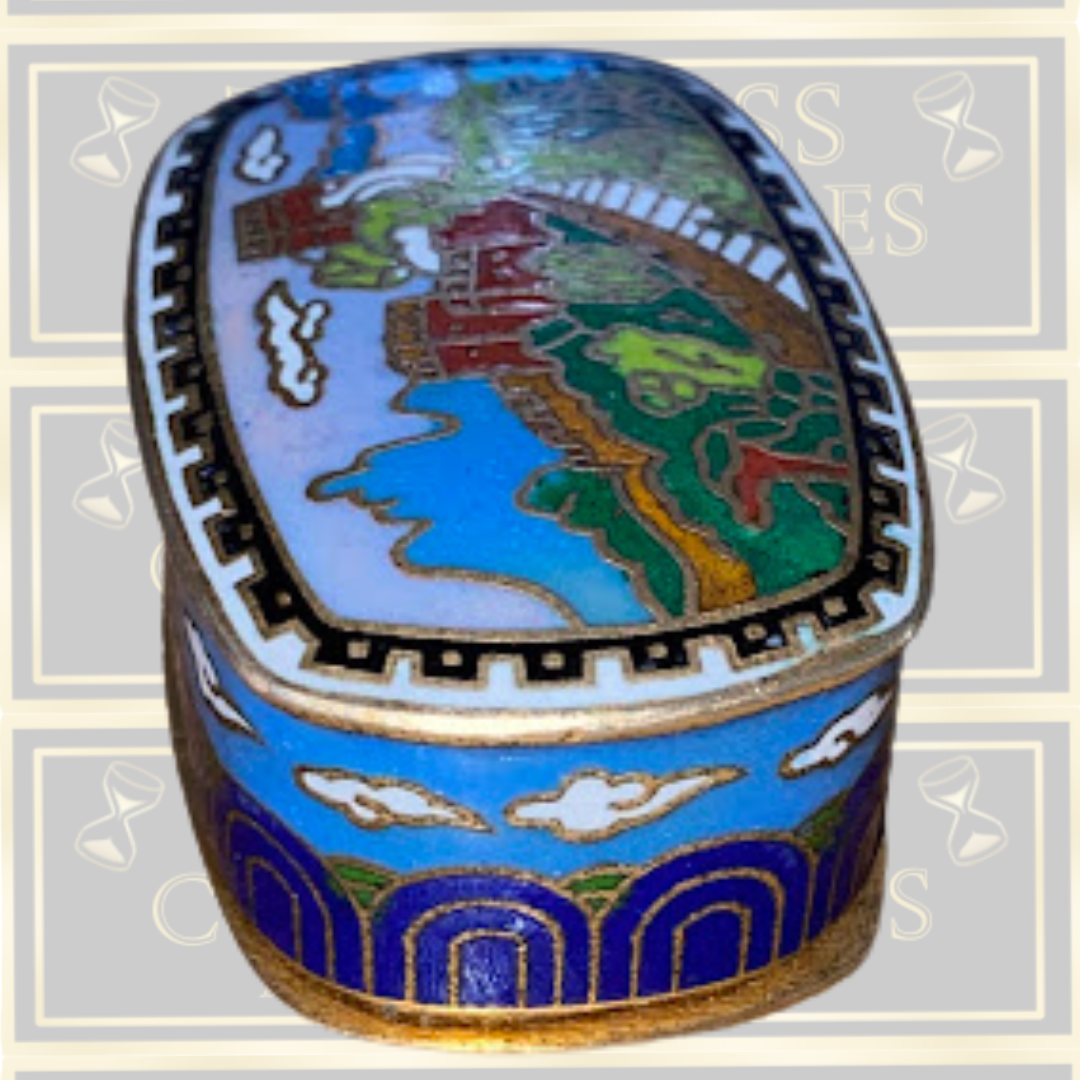 Vintage Cloisonne Trinket Box The Great Wall of China
