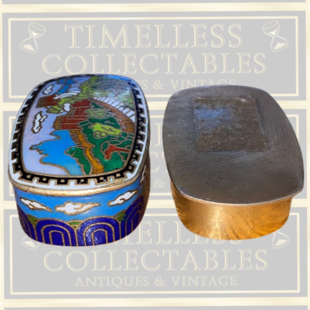 Vintage Cloisonne Trinket Box The Great Wall of China