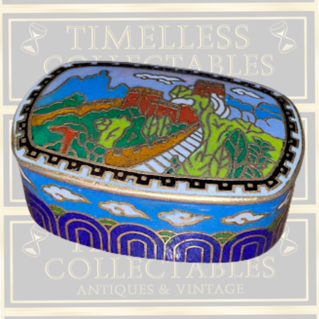 Vintage Cloisonne Trinket Box The Great Wall of China