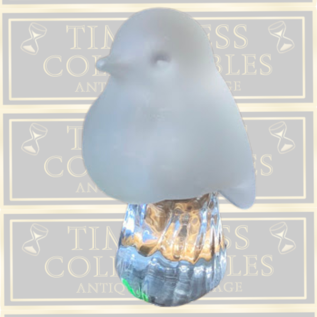 Vintage Reijmyre Glasbruk Kristail Sweden Satin & Clear Glass Bird