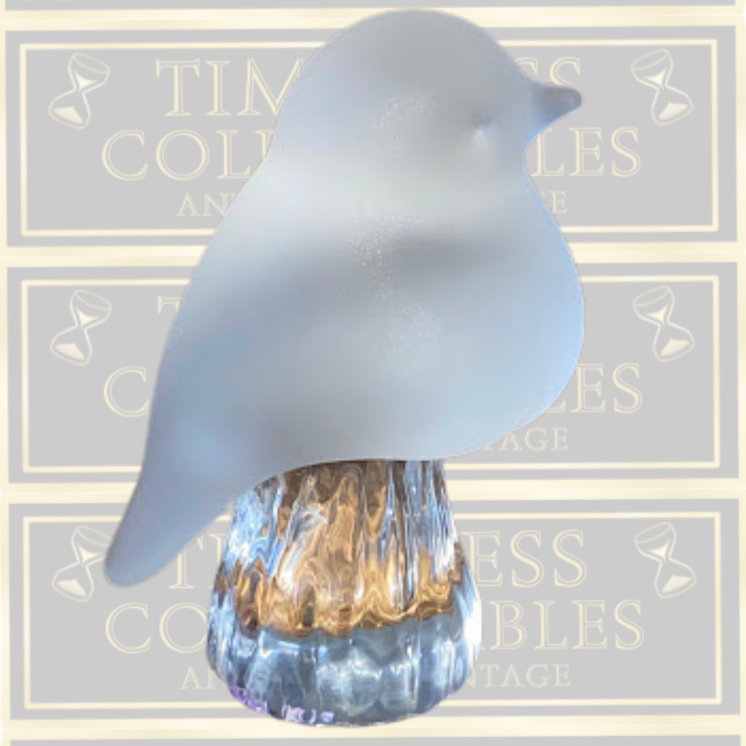 Vintage Reijmyre Glasbruk Kristail Sweden Satin & Clear Glass Bird