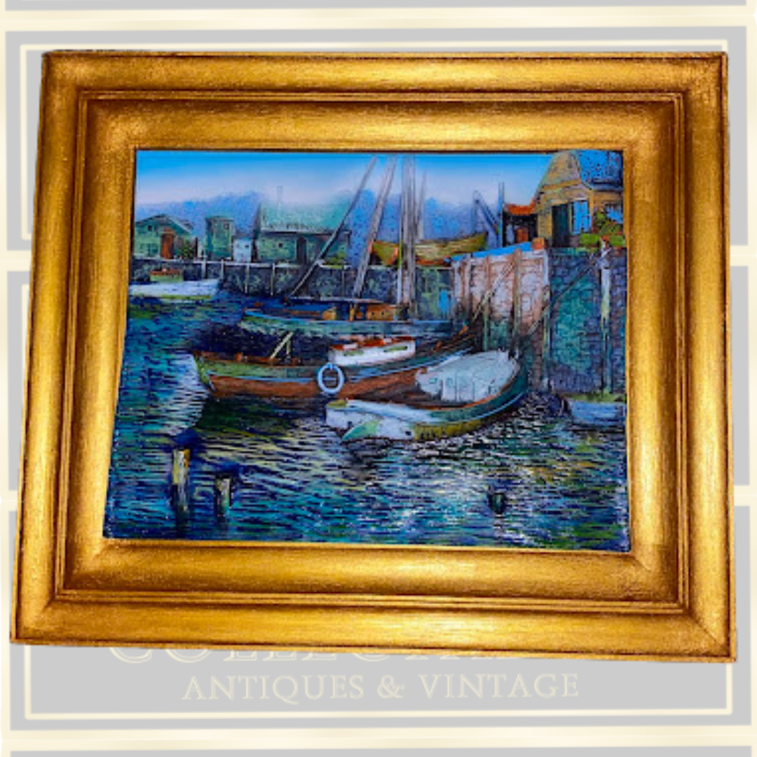 Vintage Mediterranean Harbor Relief Art Plaques