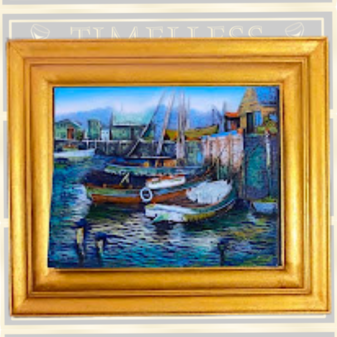 Vintage Mediterranean Harbor Relief Art Plaques