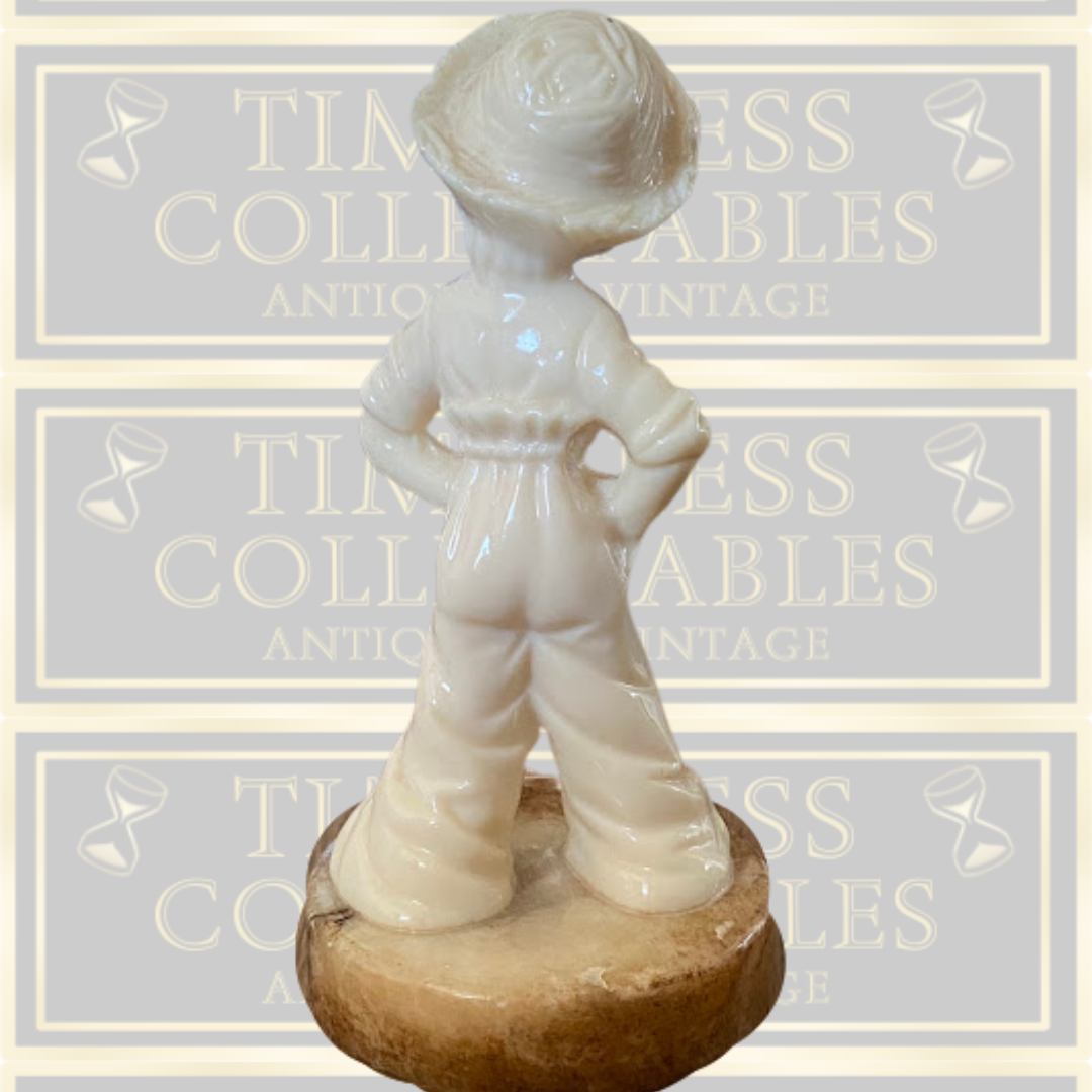 Antique Alabaster Boy Figure Marble Base