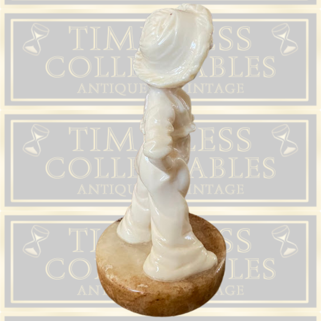 Antique Alabaster Boy Figure Marble Base