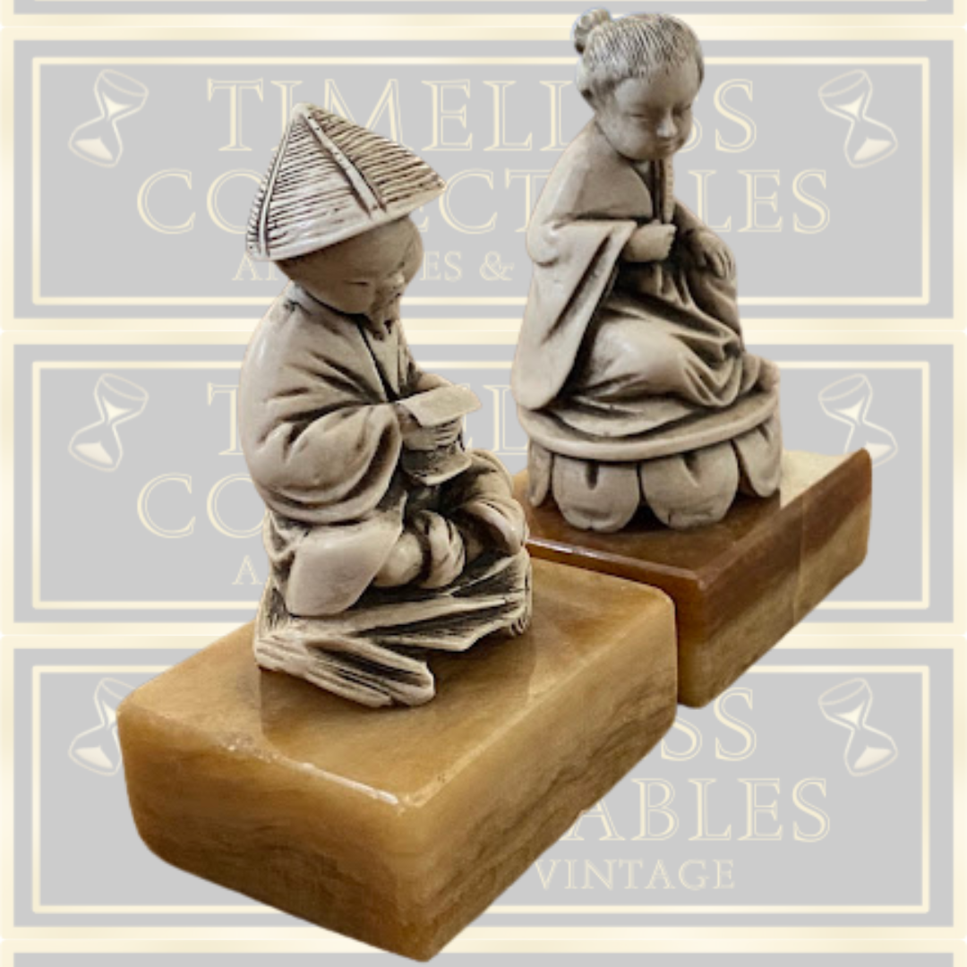 Vintage Pair Japanese Okimono Figures