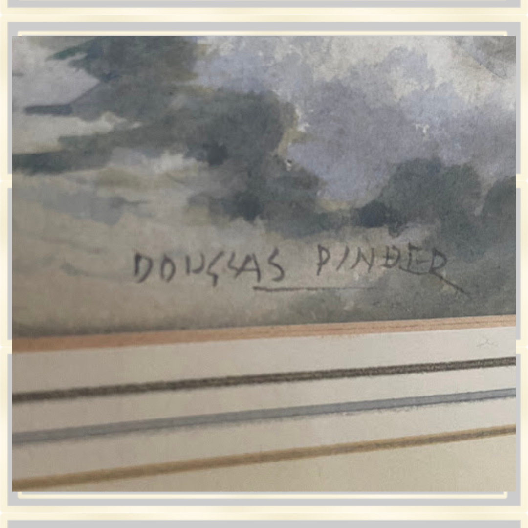Antique Douglas Pinder Original Framed Coastal Scene Painting