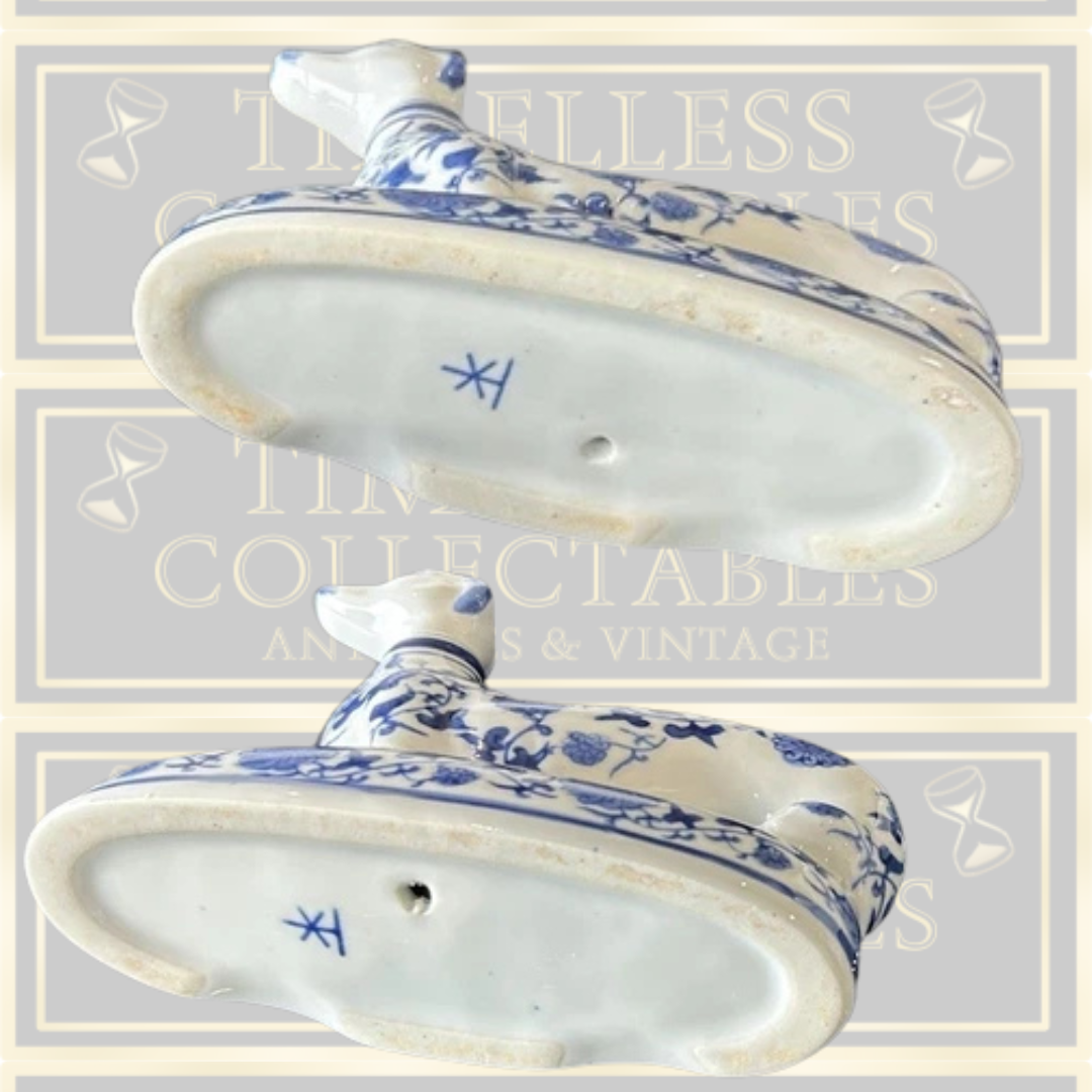 Vintage Pair Chinoiserie Porcelain Greyhound Delfts Style Dogs