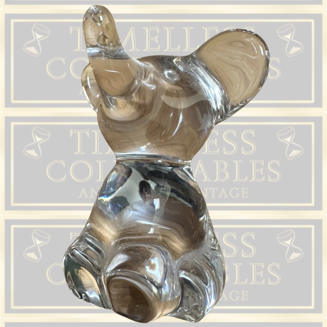 Vintage Daum France Signed Crystal Elephant Paperweight
