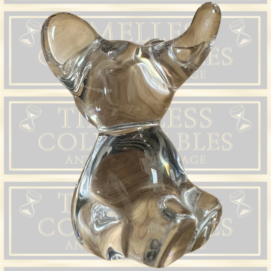 Vintage Daum France Signed Crystal Elephant Paperweight