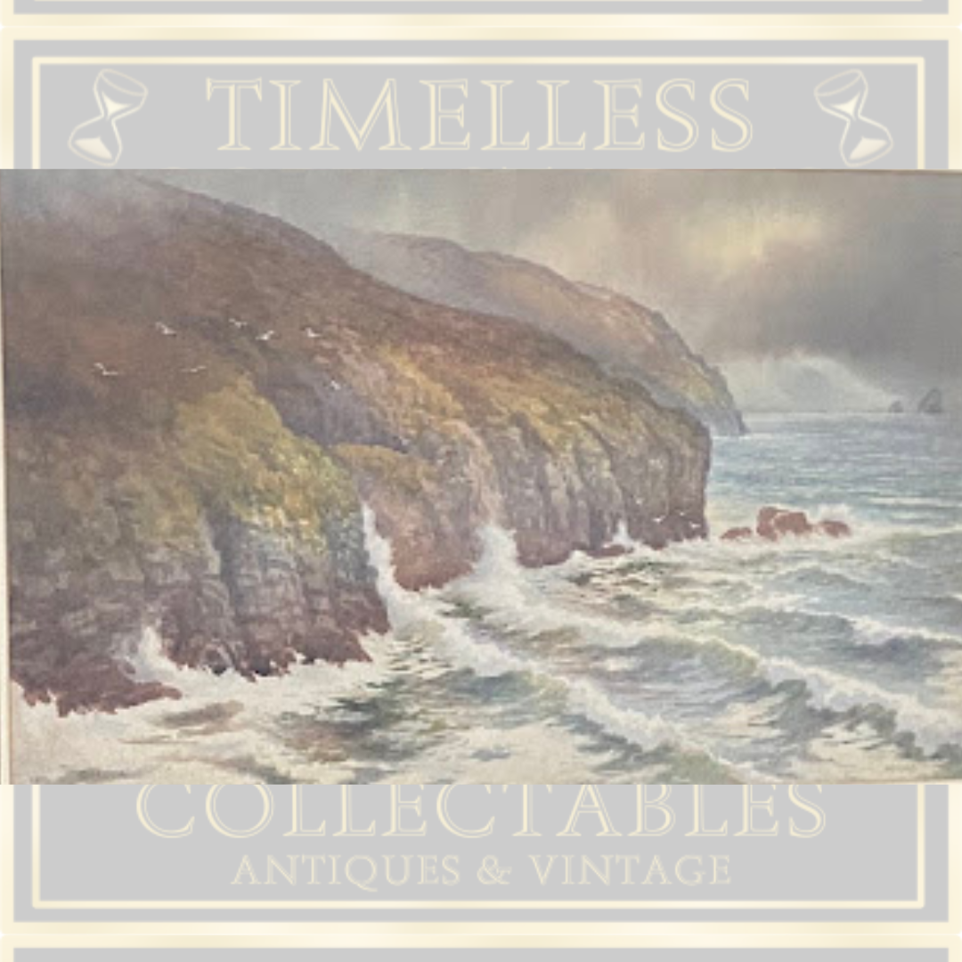 Antique Douglas Pinder Original Framed Coastal Scene Painting