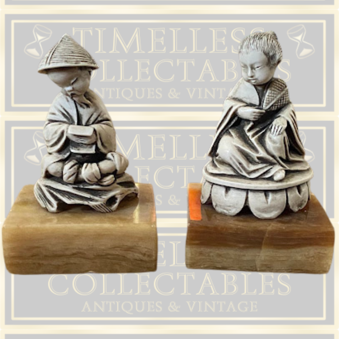 Vintage Pair Japanese Okimono Figures