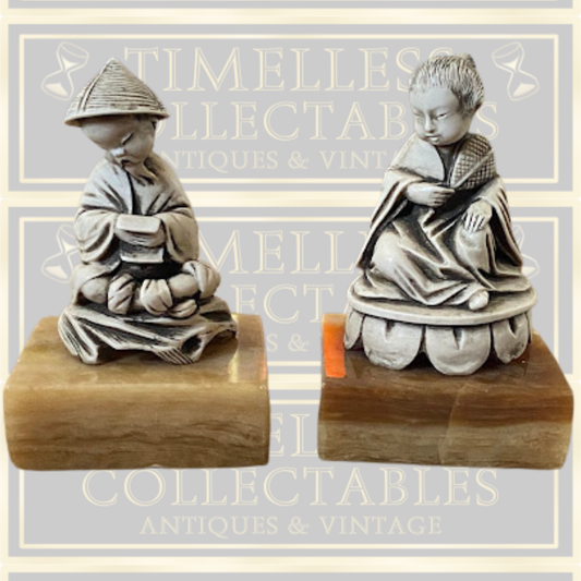 Vintage Pair Japanese Okimono Figures