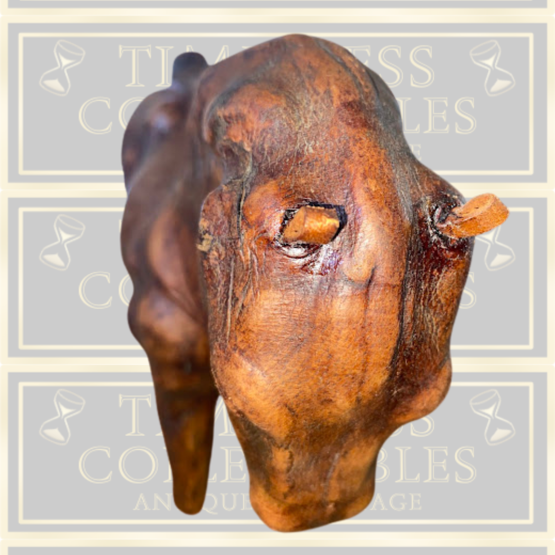 Vintage Handmade Large Leather Rearing Horse