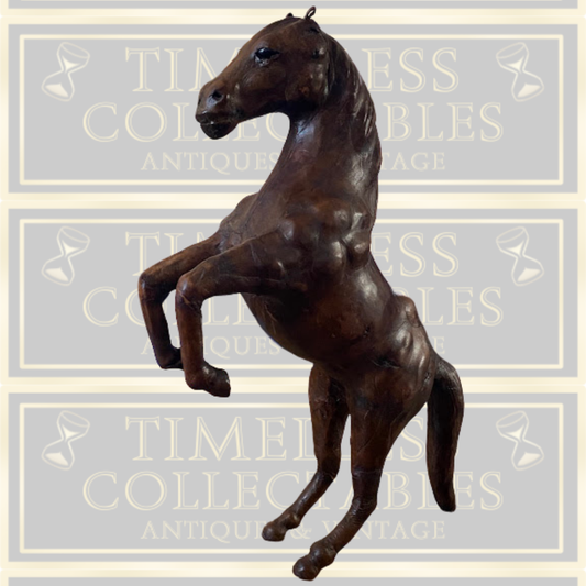 Vintage Handmade Large Leather Rearing Horse
