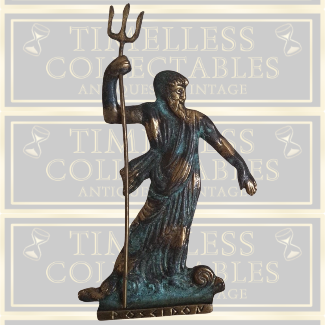 Pair Bronze Greek Gods, Poseidon, Alexander the Great