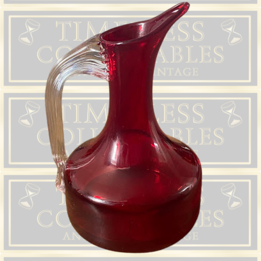 Vintage Whitefriars Ruby Red Sparrow Beaked Glass Jug