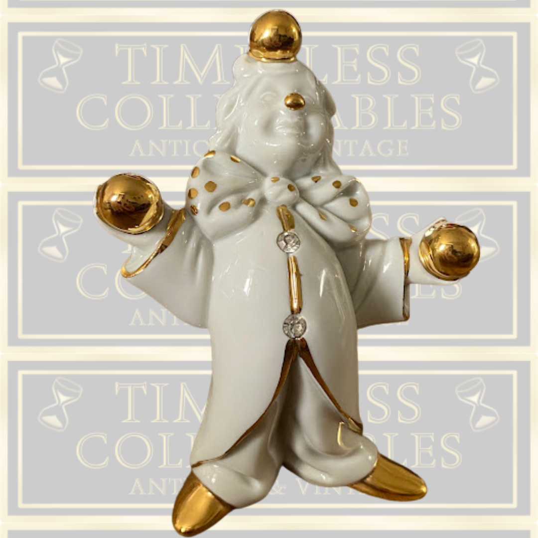 Swarovski & Capodimonte White & Gold Juggling Clown