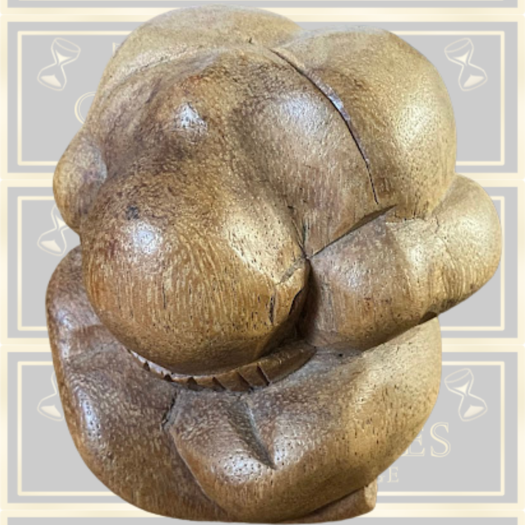 Vintage Carved Wooden Weeping Buddha