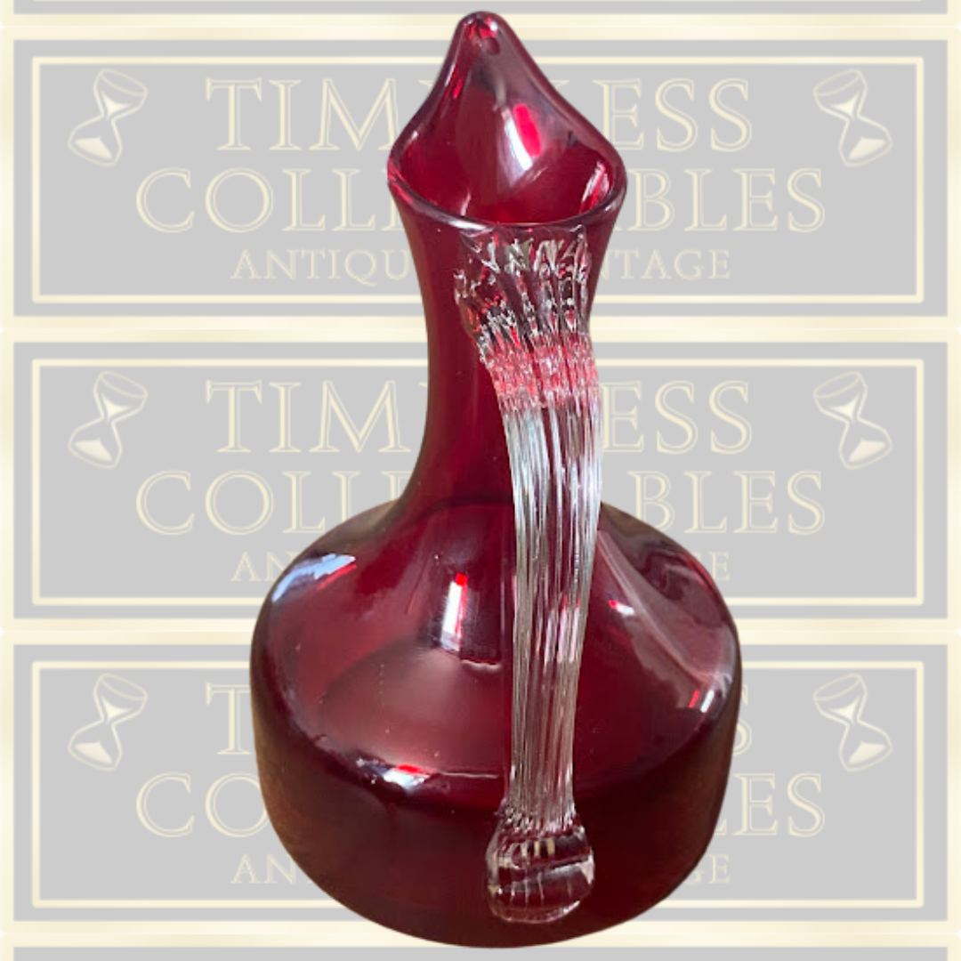 Vintage Whitefriars Ruby Red Sparrow Beaked Glass Jug