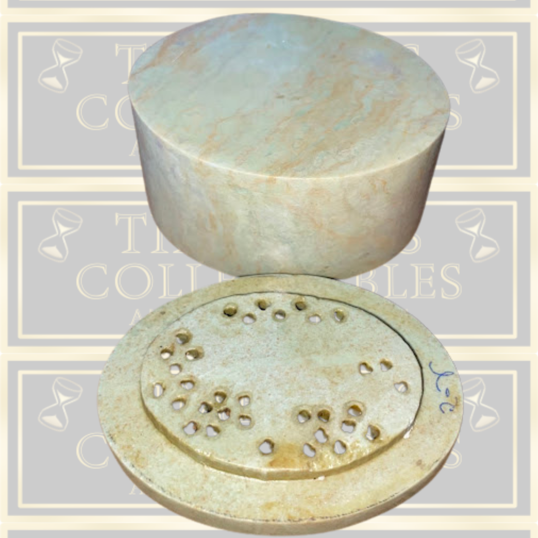 Vintage Carved Stone Owl Trinket Box