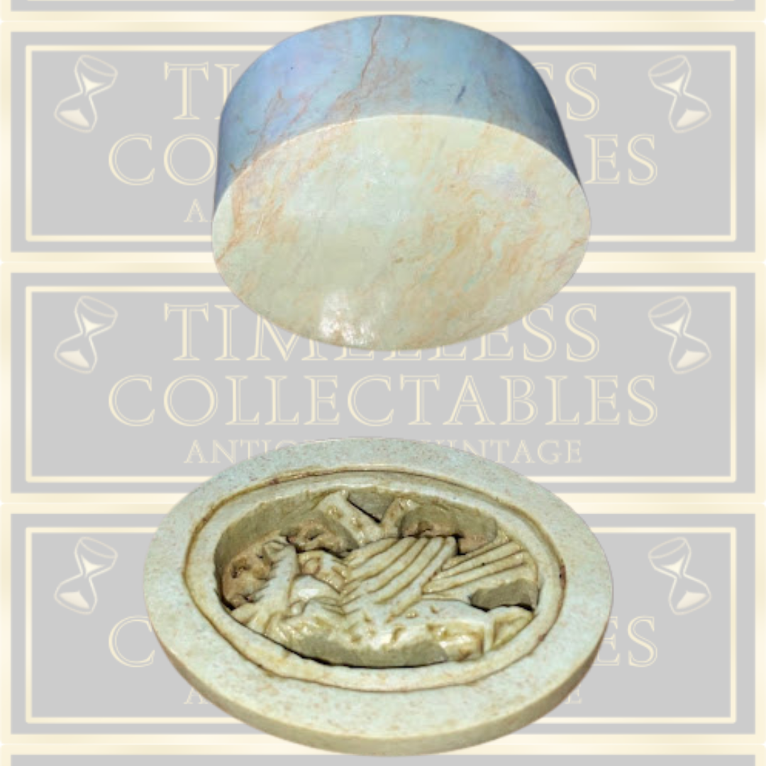 Vintage Carved Stone Owl Trinket Box