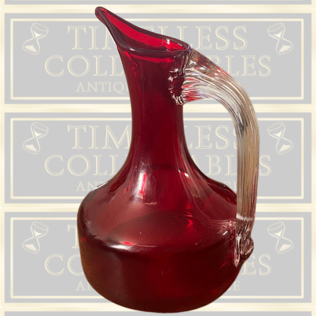 Vintage Whitefriars Ruby Red Sparrow Beaked Glass Jug